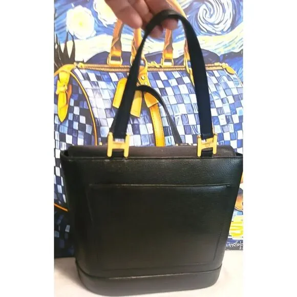 MCM - Classic Black Logo Saffiano Leather Bucket Bag - Picture 4 of 11